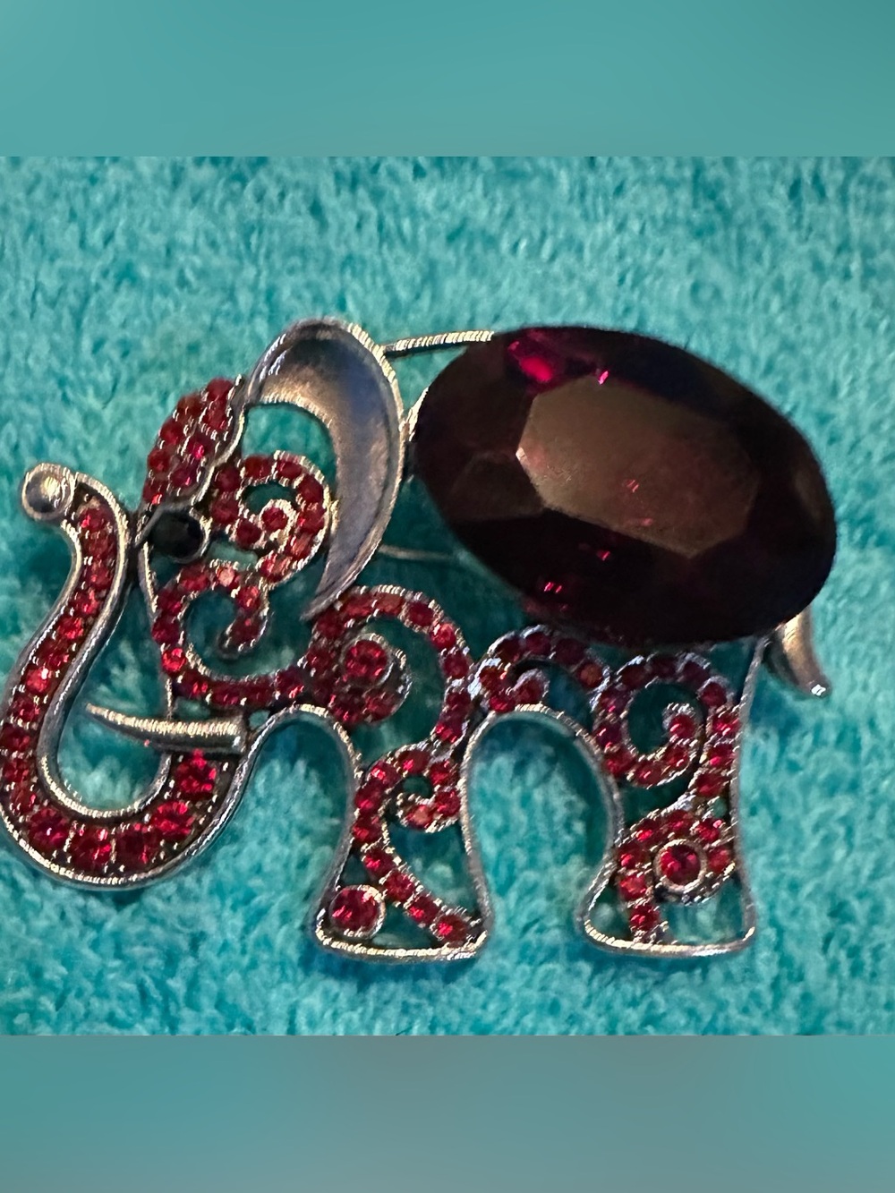 Elegant Red Crystal Elephant Brooch - Women Jewelry